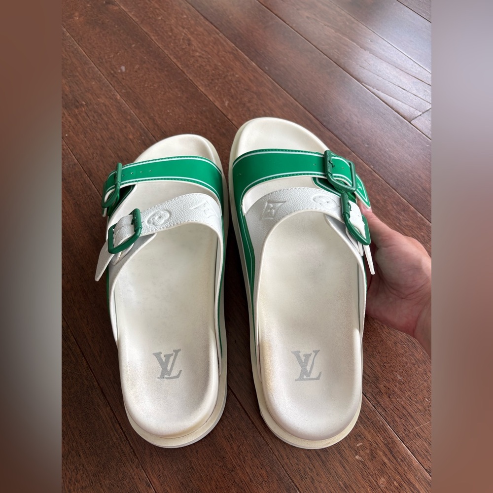 Louis Vuitton Trainer Mules Men’s Sandals EUR 45 Sport Slides US 10.5 Green Whit - Picture 7 of 15